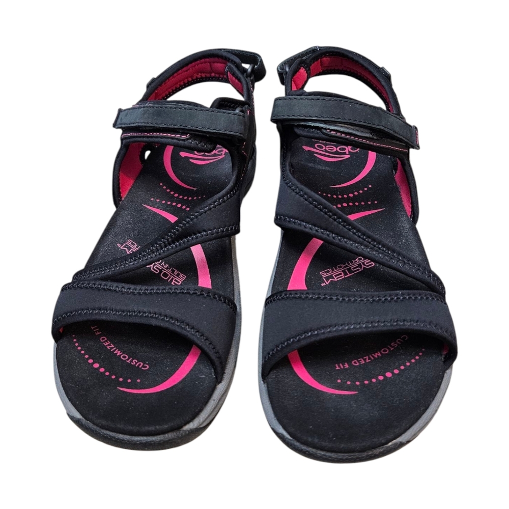 Abeo Gracios Sandals Women's 9.5N Water Resistant Adjustable Leather Black Pink
